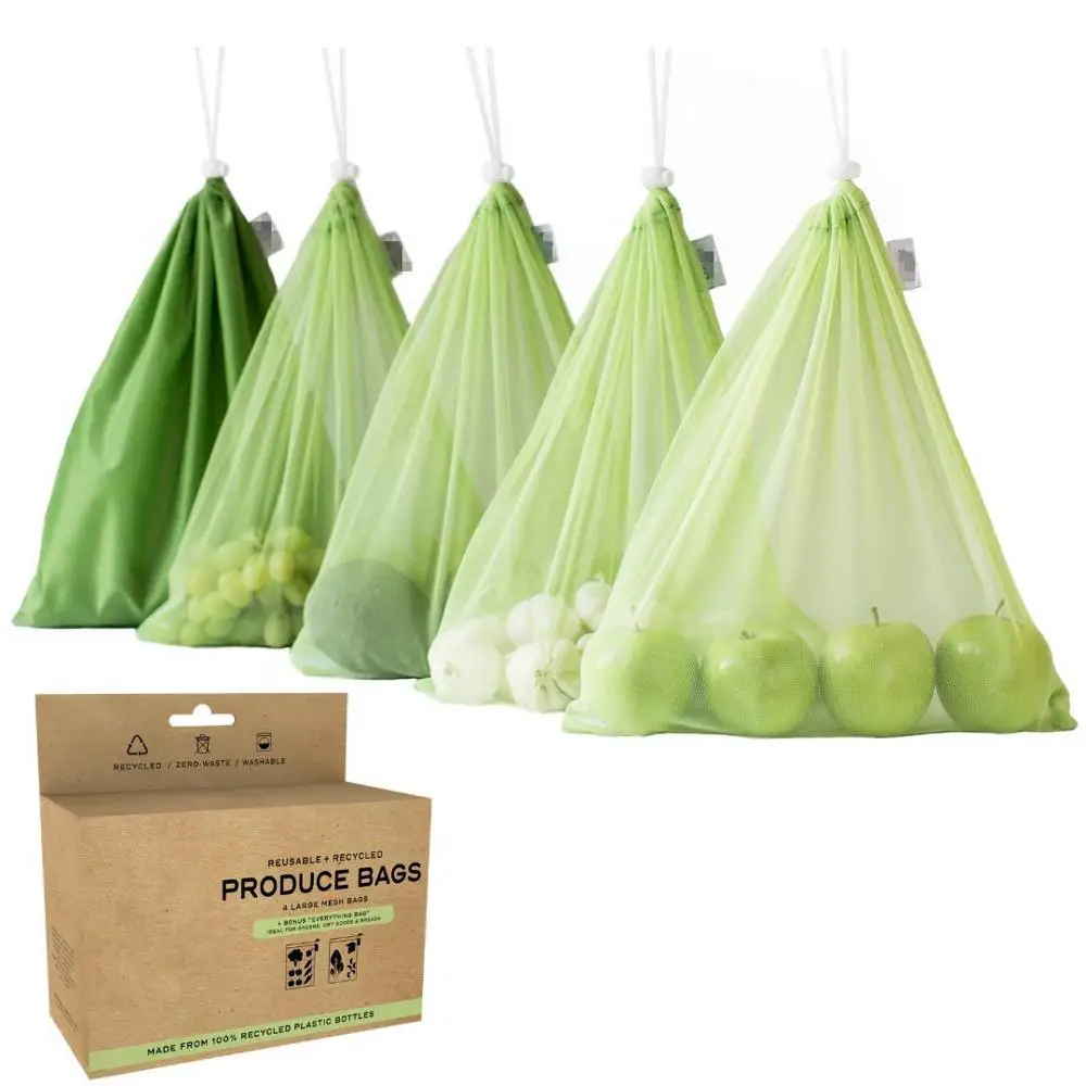

Ecology RPET Mesh Bag Washable And Reusable Mesh bag For Fruit Vegetable