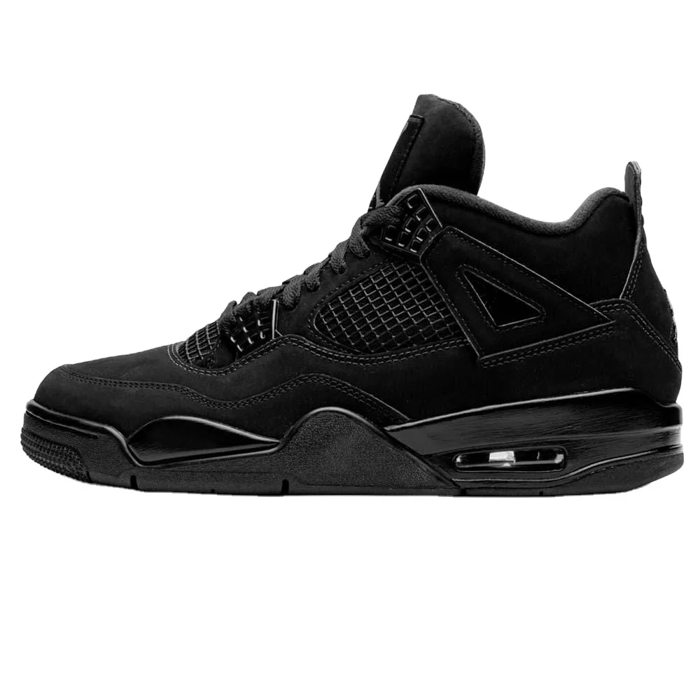

Original High Quality Air Jordan 4 Black Cat Black Warrior Jordan Sneakers Men's Fashion Nike Aj 4 Basketball Shoes Nike Shoes