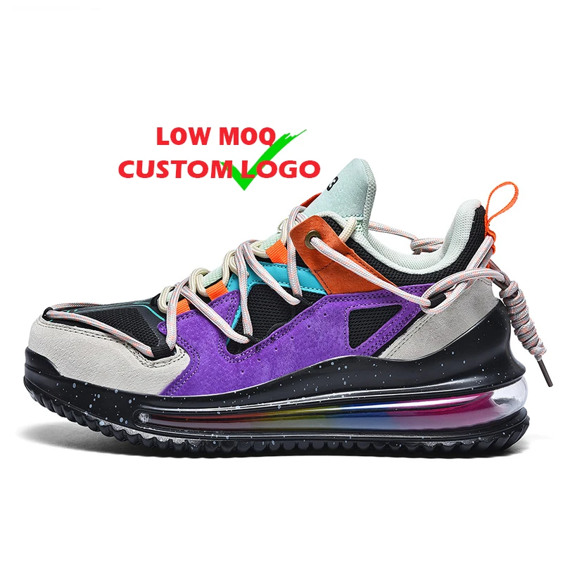 

Rainbow Air Cushion Zapatos Calzados Men Purple Glitter Height Increase Shoes Fashion Sneakers