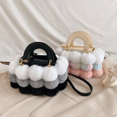 

Plush handbags for women winter trendy shoulder messenger sweet cute purse high quality fluffy bag fashion ladies faux fur bag, White,gray,pink,brown