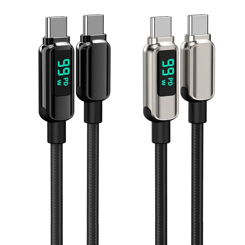 

Fast Charging Android Charger cable Led Phone Data Cable Digital Display Usb Cable, Black/sliver