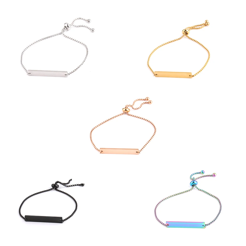 

Long lettering bracelet Titanium steel adjustable telescopic bracelet, Gold , rose gold , steel
