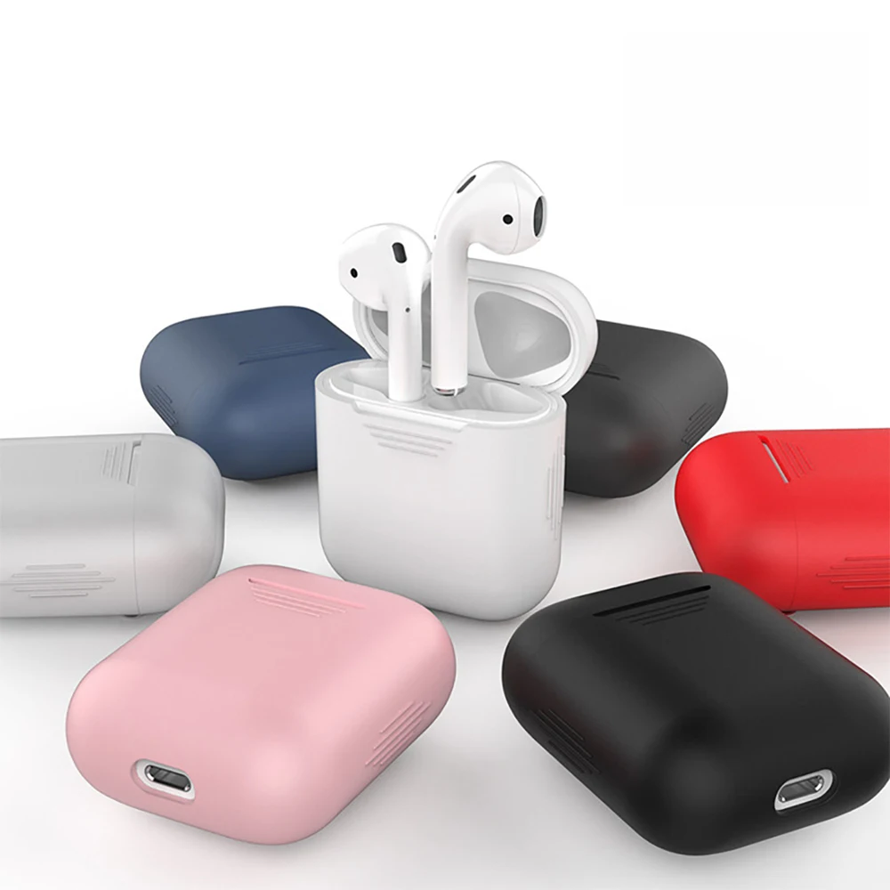 

Colorful Air pods 2 Case Cover Cute Soft Silicone Touch Scratch Prevention And Waterproof Fit For Apple TPU Air pods 1&2, Black/blue/red/pink/yellow/grey/green/white