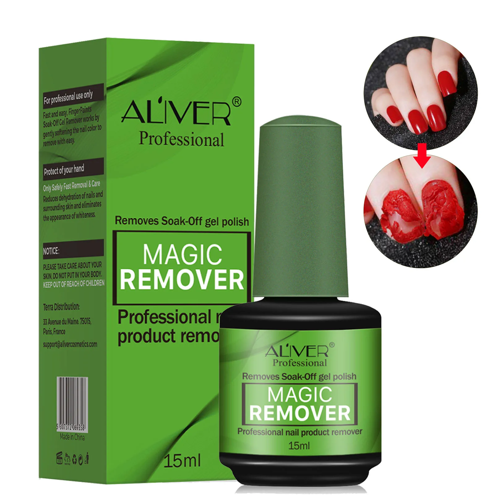 

ALIVER Professional Magic Gel Nail Polish Remover Easily Quickly Removes Soak-Off Gel Nail Polish in 3-5 Minutes For Nail Beauty