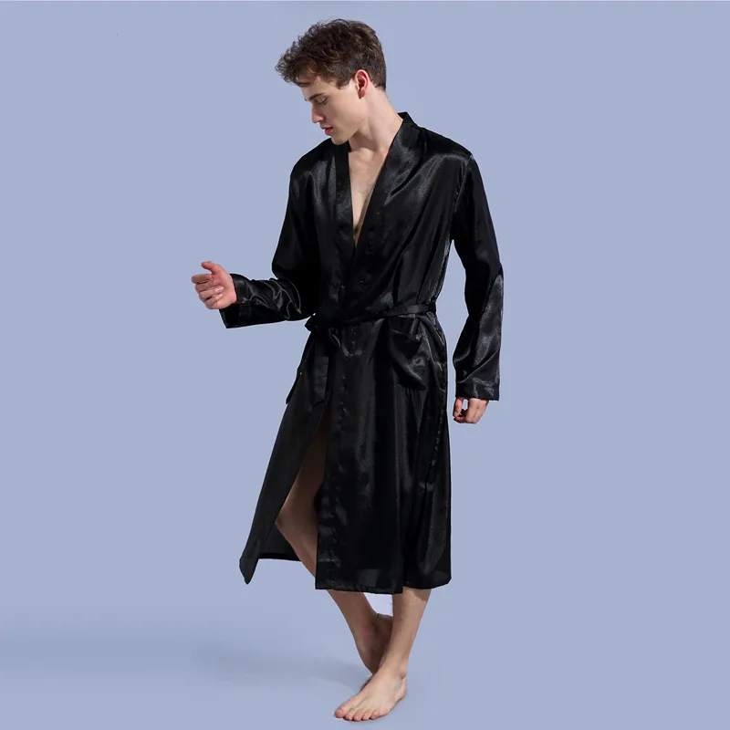 

Satin Silk Men's Robe Solid Plain Bath Robes Pajamas For Men Pyjama Men's Nightgown Sleepwear