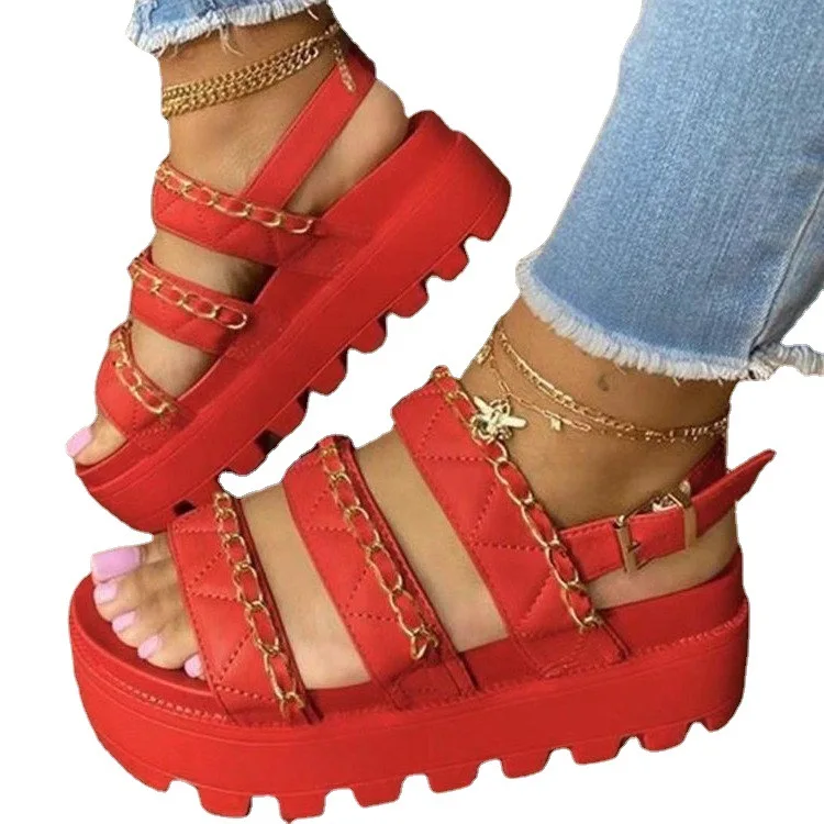 

2022 plus size fashion summer platform sandals for woman high heel wedge sandals
