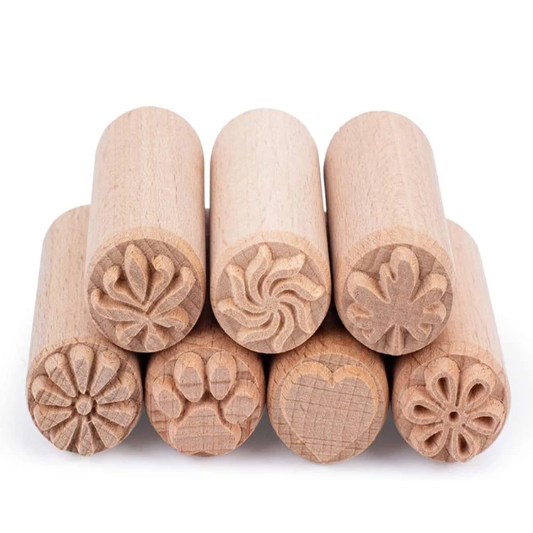 2021 New Design Wood Cute Crafts Natural Custom Wooden Stamp Set for Kids DIY Educational Toys