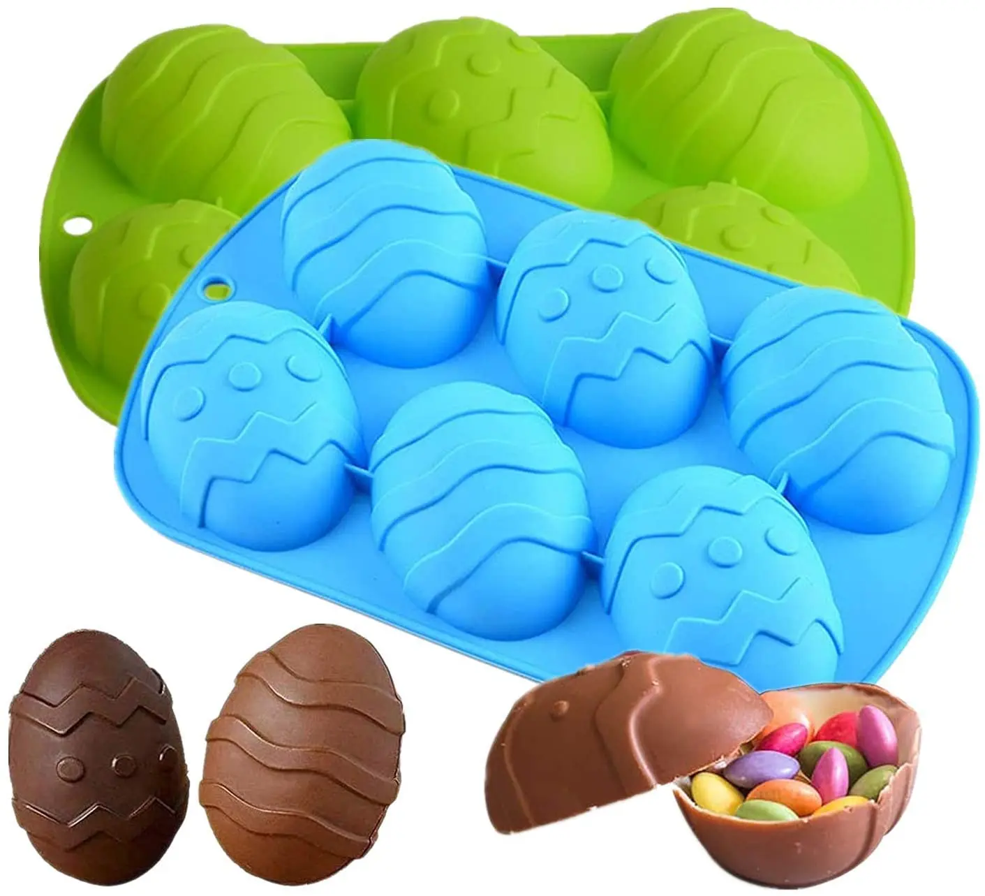 

3D Easter Egg and Rabbit Bunny Chocolate Cake Pastry Truffle Pudding Jelly Dessert Decoration Easter Silicone Mold, Purple