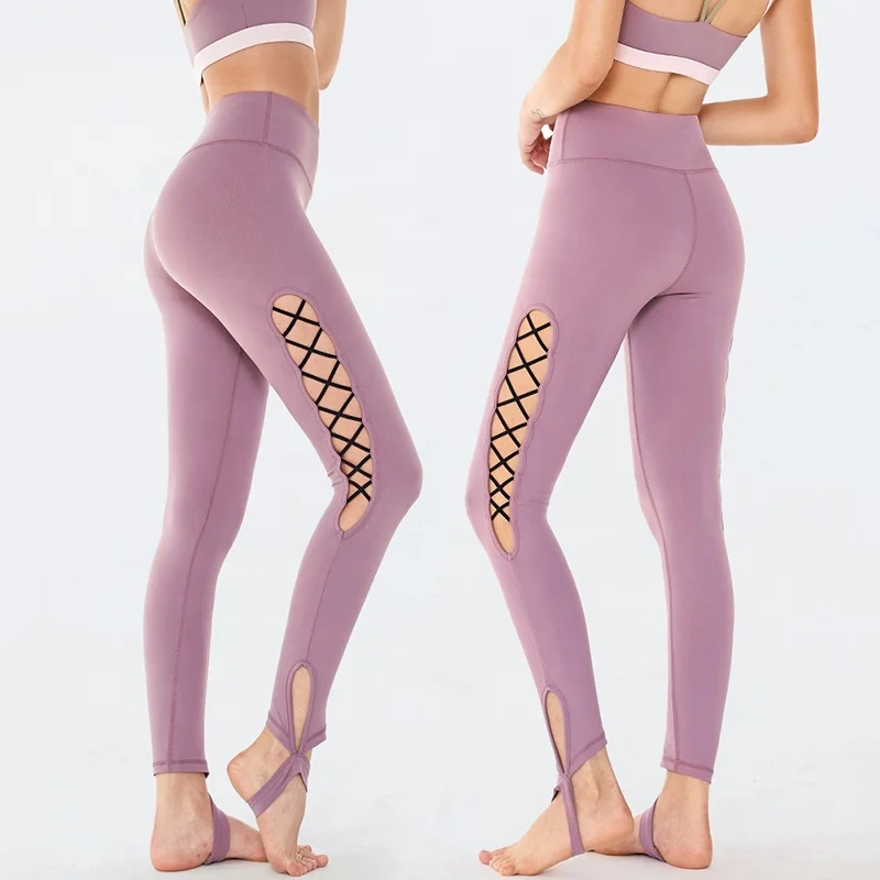 

Hot Sell Stirrup Crisscross Hollow Workout Yoga pants 2020 Women's Leggings Yoga Fitness Wear Women Sport Clothing Manufacturer, Blue/purple/black or customized