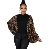 

Europe Style Leopard Loose Sleeve Sexy Women t shirts in bulk