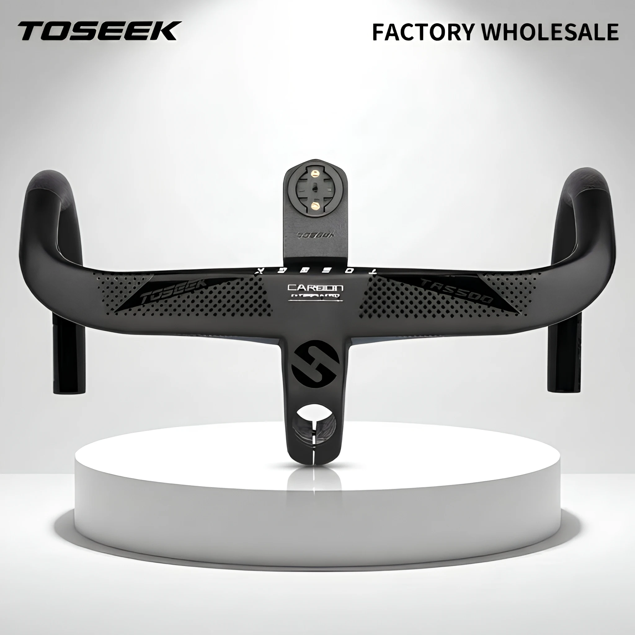 TOSEEK Factory Wholesale Carbon Fiber Integrated Road Bike Handlebar 28.6mm Stem Diameter Free Bike Computer Mount Bicycle Parts