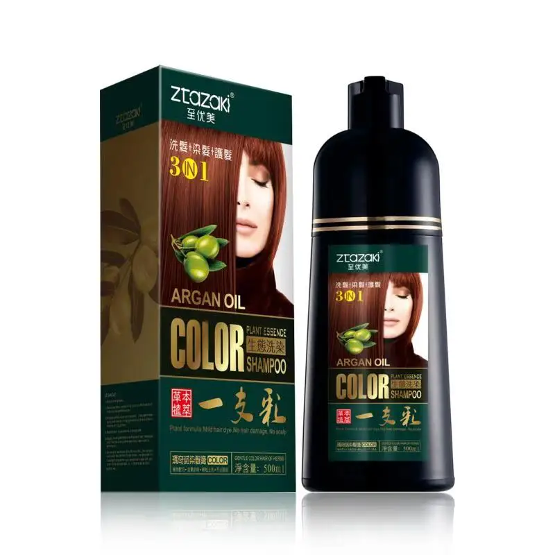 

Wholesale MOKERU Natural Argan oil Organic Fast Hair Dye Permanent Hair Color Dye Shampoo for Women Gray Hair Dying