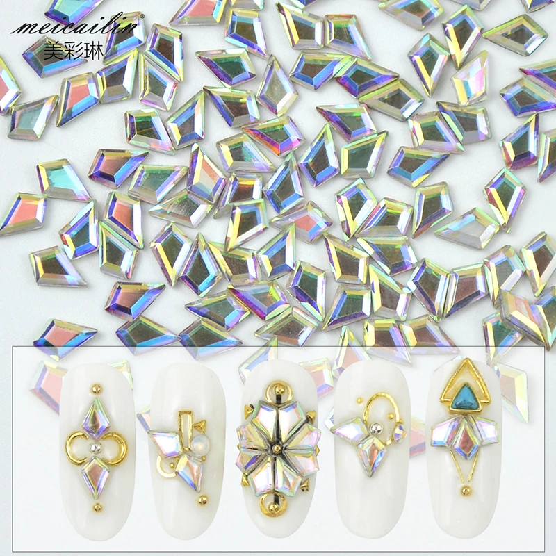 

Diamond shape nail art elegant 3d rhinestone sets for nails, Ab color
