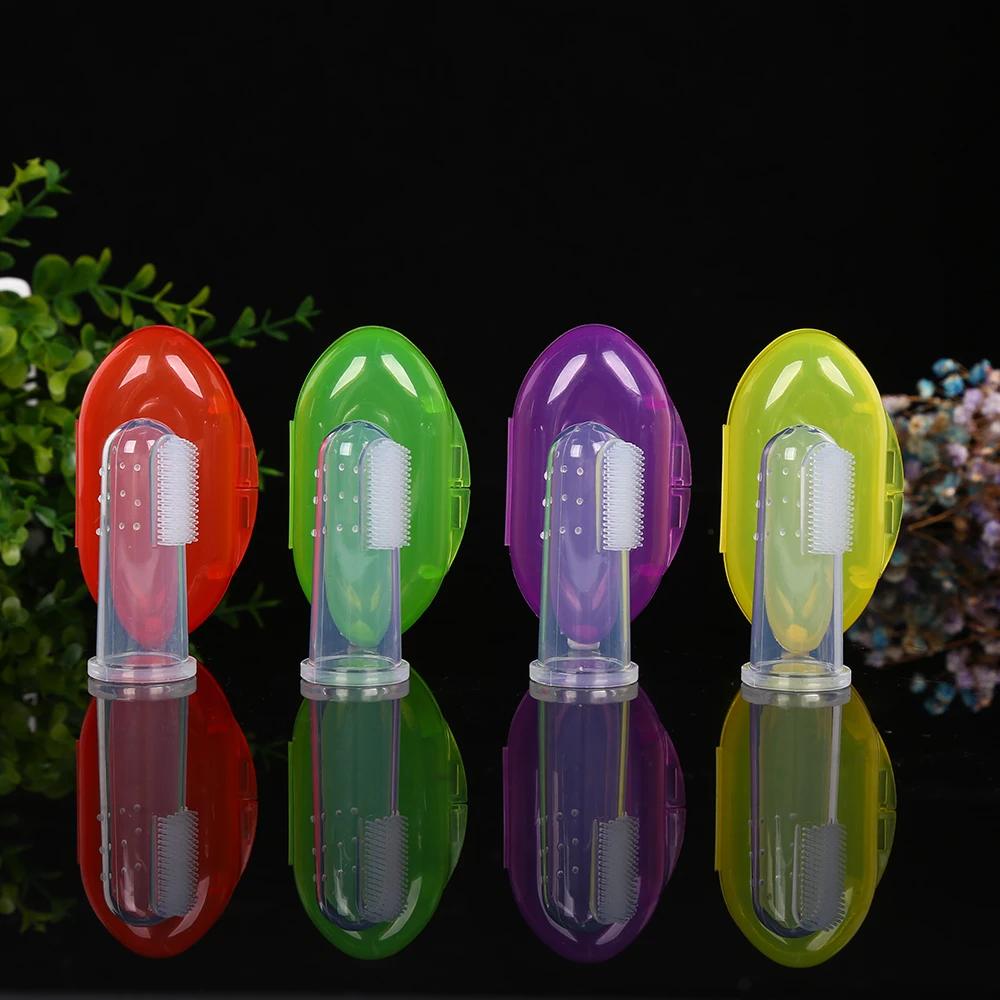 

Kids infant soft silicone finger toothbrush Newborn baby toothbrush finger Rubber Clean Massager Training Brush M373