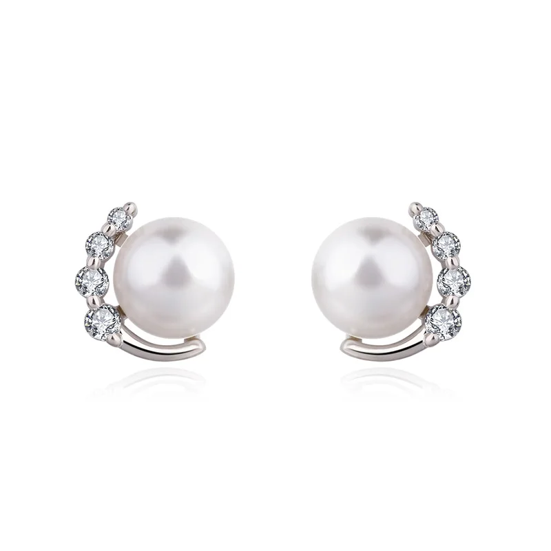 

925 Silver Color Diamond Earrings for Women Aros Mujer Orecchini Pearl Bizuteria Wedding Gemstone Garnet Stud Earring Jewelry