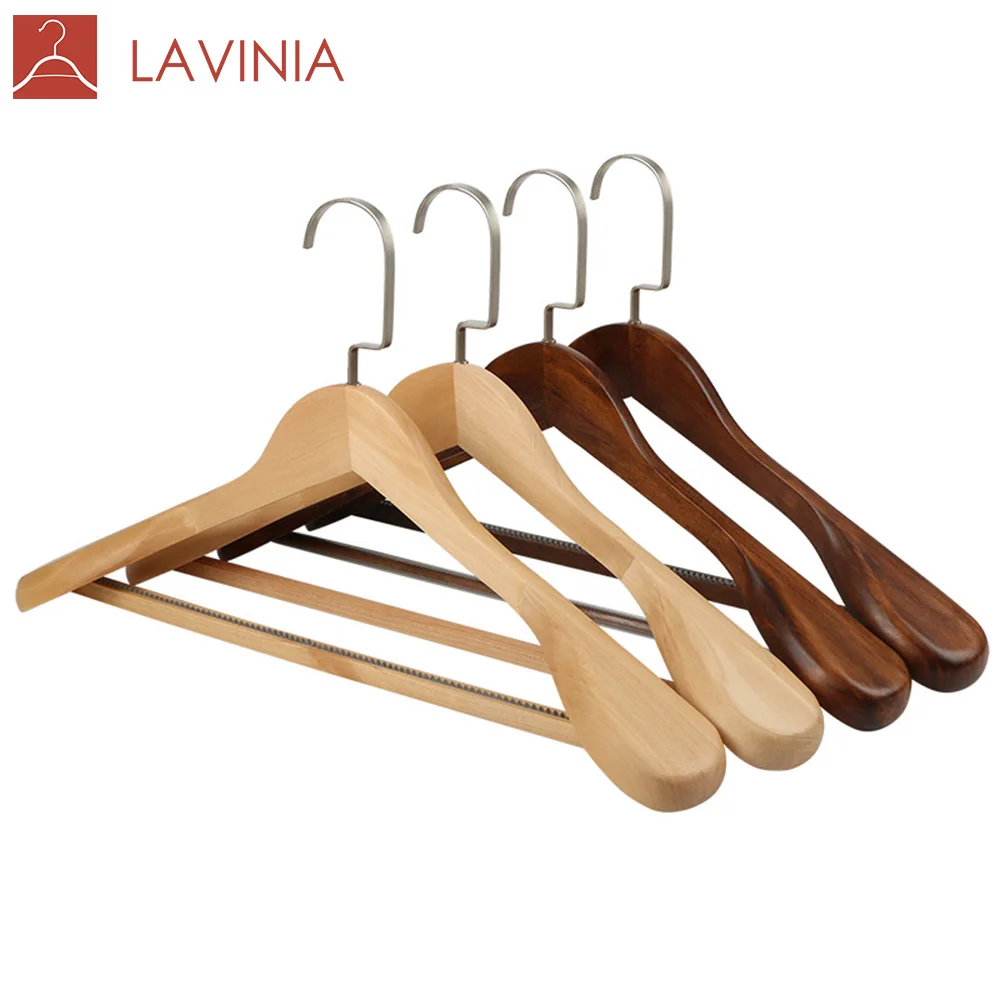 Luxury Wide Shoulder Wooden percha de madera cabides cintres CUSTOM LUXURY HANGER for men's jacket coat Cloth Clothes Hanger