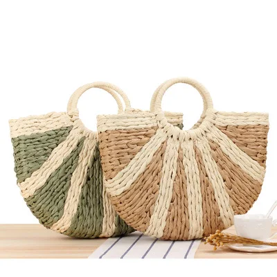 

2021 High quality Wholesale Trendy Designer Summer Raffia Straw Beach Shoulder Bucket Bag Straw Woven Handbw Woven Handbag Women