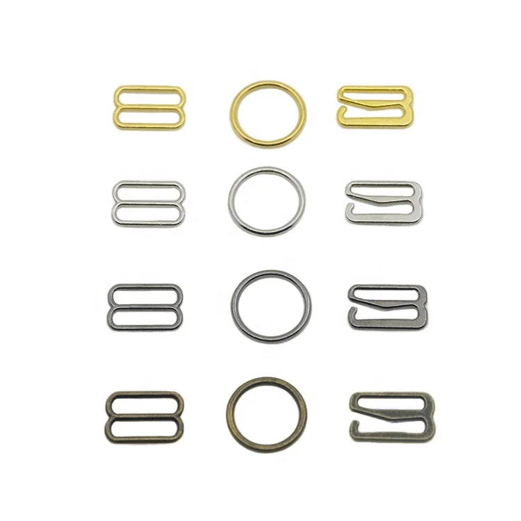 

Metal Lingerie Hardware High Quality Bra Strap Adjuster Slider Ring G Hook 10mm, Golden/nickle color/antique bronze/gunblack