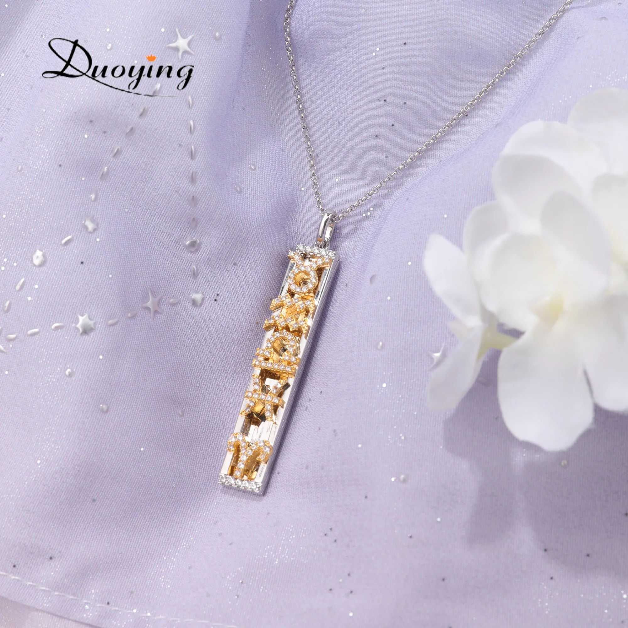 

Gold Plated Copper Adjustable Name Plate Necklace Jewelry Bar Slider Necklace Custom Initial Letter Zodiac Necklace