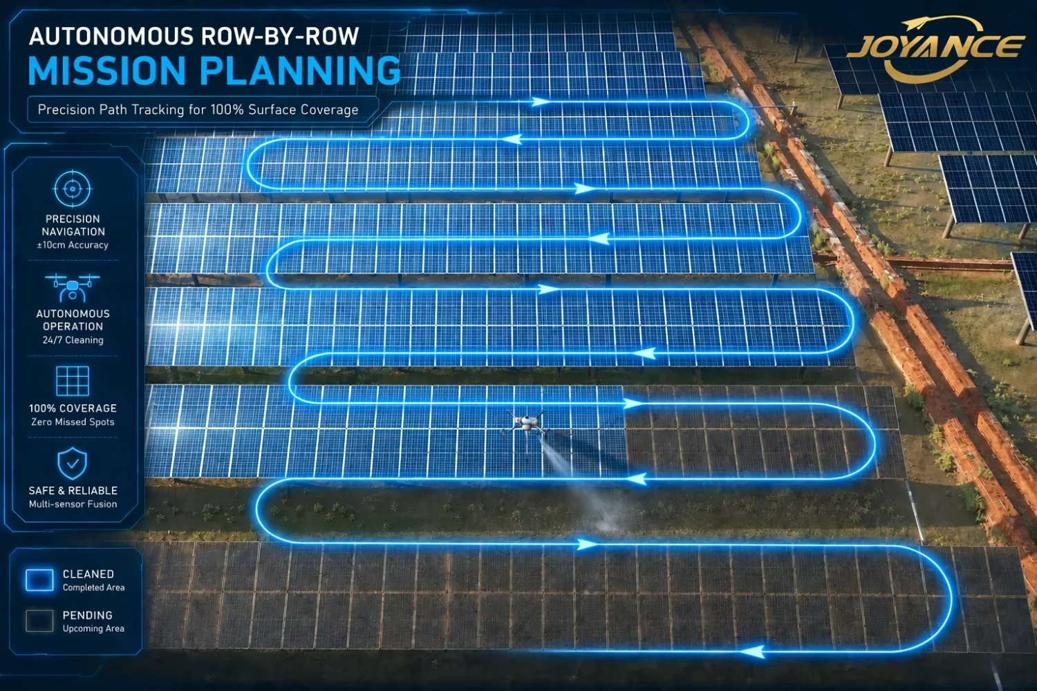 New Industrial Solar Panel Cleaning UAV Drone with Smart Cleaning Route High Pressure Water Spray Aluminum Alloy Joyance Brand