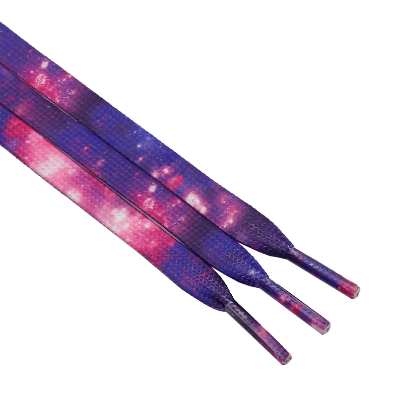 

Weiou New Fashion Design Heat Transfer Purple Star Flat Waterproof Polyester Shoelaces With Plastic Tip Support Custom Length, Customized