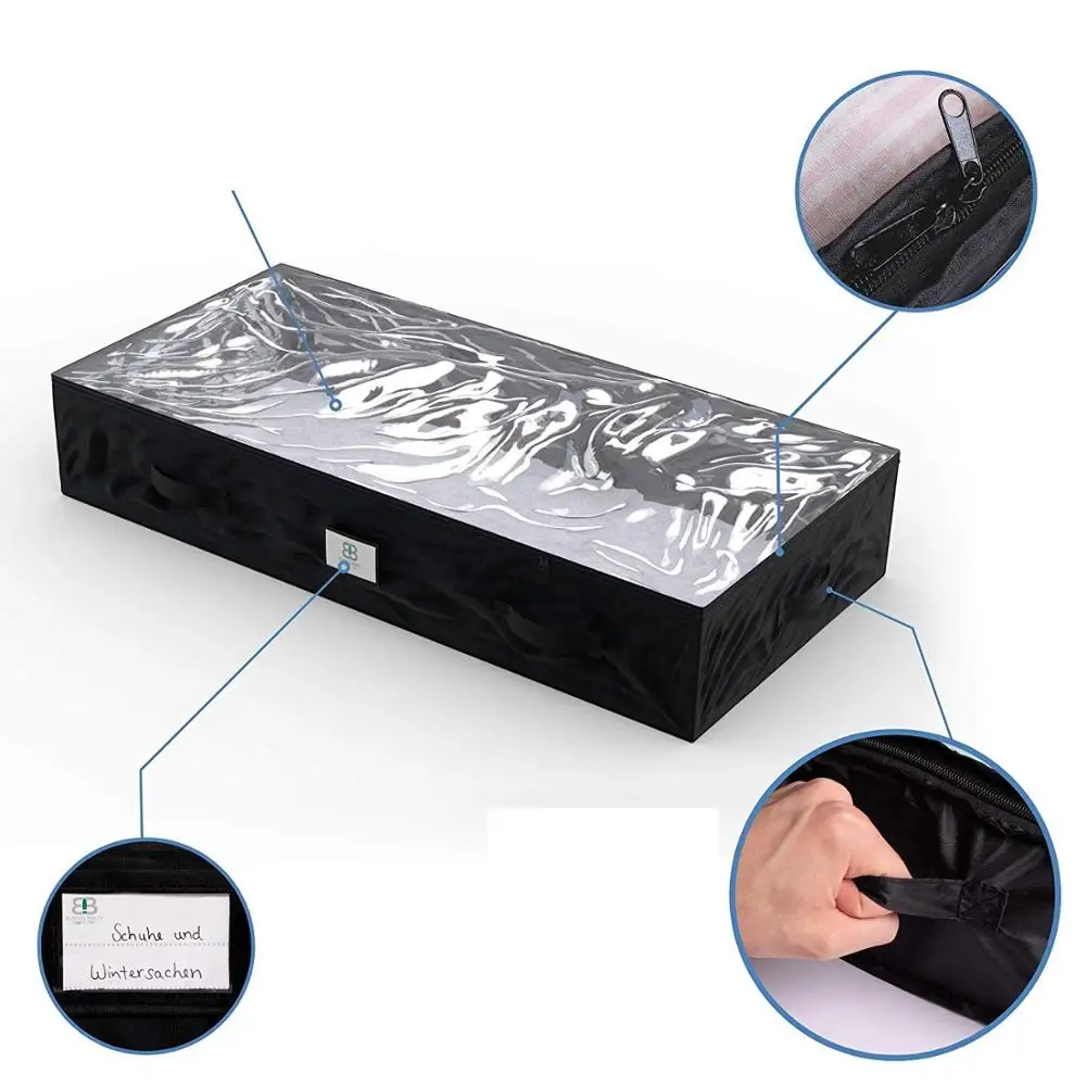 

Guangzhou fabric clear window reusable cloth organizer underbed storage bag