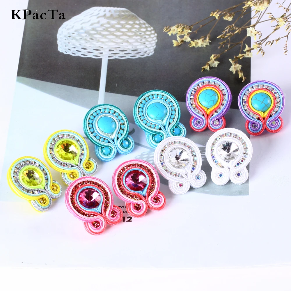 

KPac0Ta Light Luxury Handmade Weaving Soutache Drop Earring Ethnic Jewelry Female Crystal Earring Banquet Gifts boucle d'oreille, Multicolor