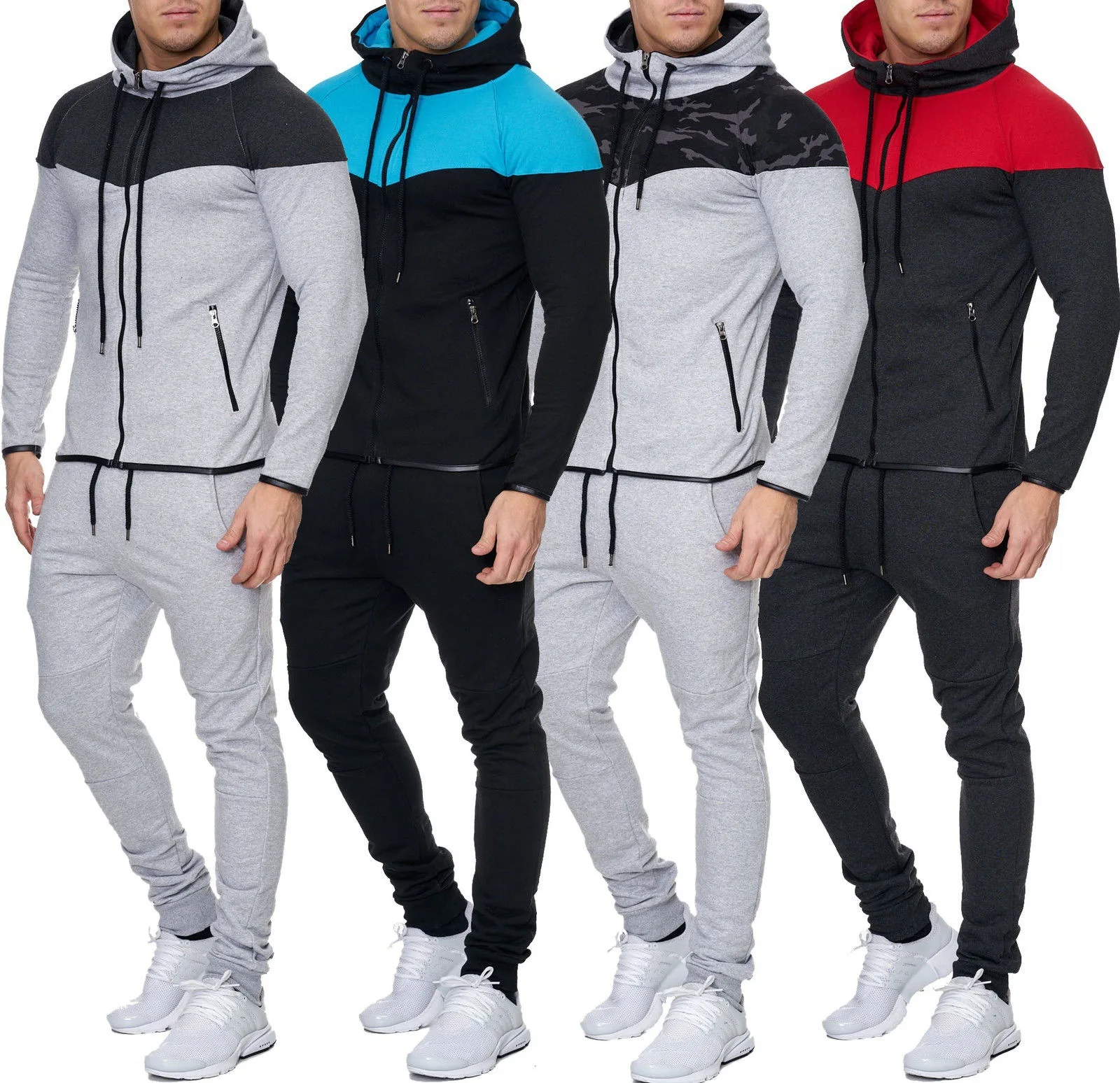 

New Designs Sweat Joggers Pants With Side Pockets Breathable Mens Sweatsuits Joggers Gym Set