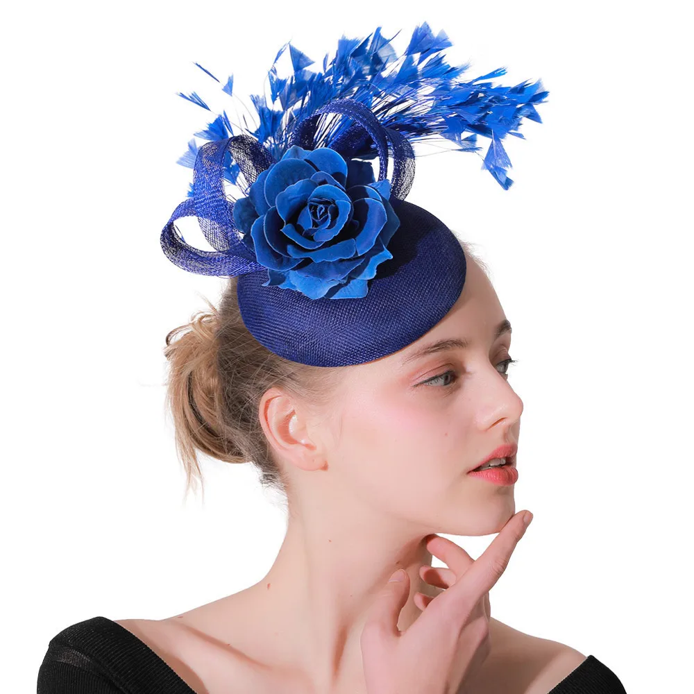 Auied Women Girl Fascinators Hair Clip Pillbox Hat Hairpin Hat Feather Cocktail Wedding Tea Party Feather Cap Derby Hat for Girls and Ladies 