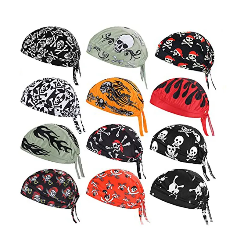 Casual Pirate Hat Headgear with Breathable Pullover Lining Outdoor Sports Bike Motorcycle Riding Running Bandana
