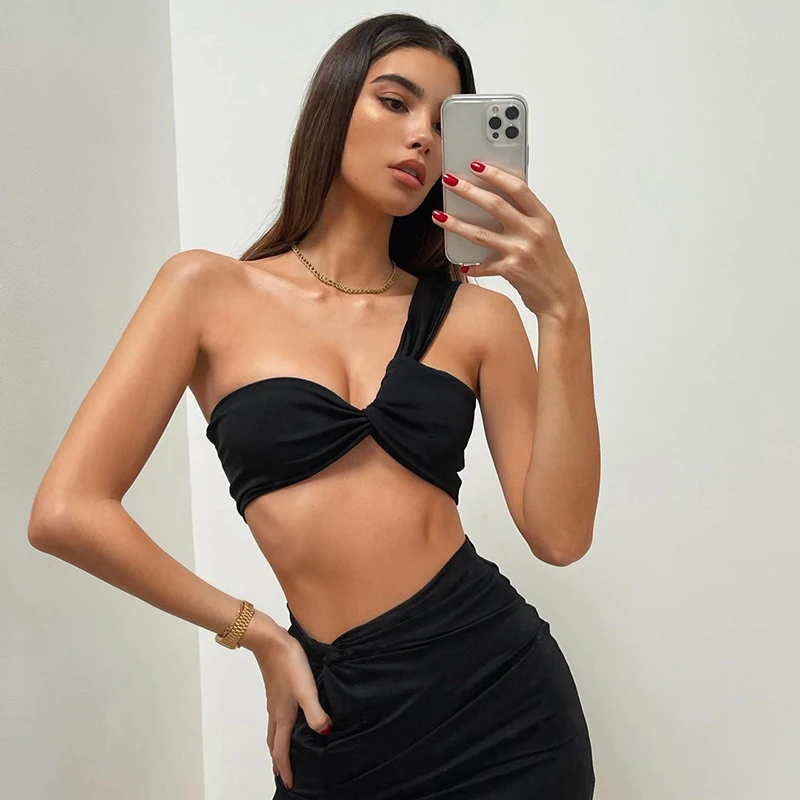 

CuteNOVA R21ST133 Irregular High Slit Women Sexy Dress 2021 Fashion Two Pieces Sleeveless Vest Tops and Skirt Dress Set