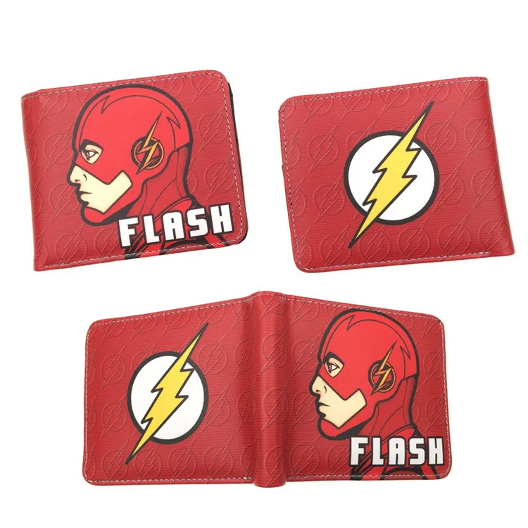 

Professional PU PVC Wallets Supply DC Marvel Wallet Short Leather Purses Money Clip The Flash Spider-Man Iron Man Wallet