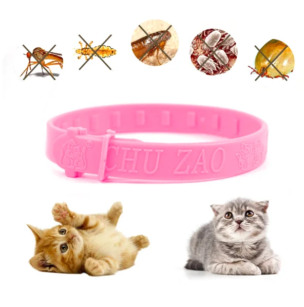 

Practical  Cat Silicone Collar Effective Removal Of Fleas Lice Mites Mosquito Four In One Pet Collars Pet Supplies, Pink