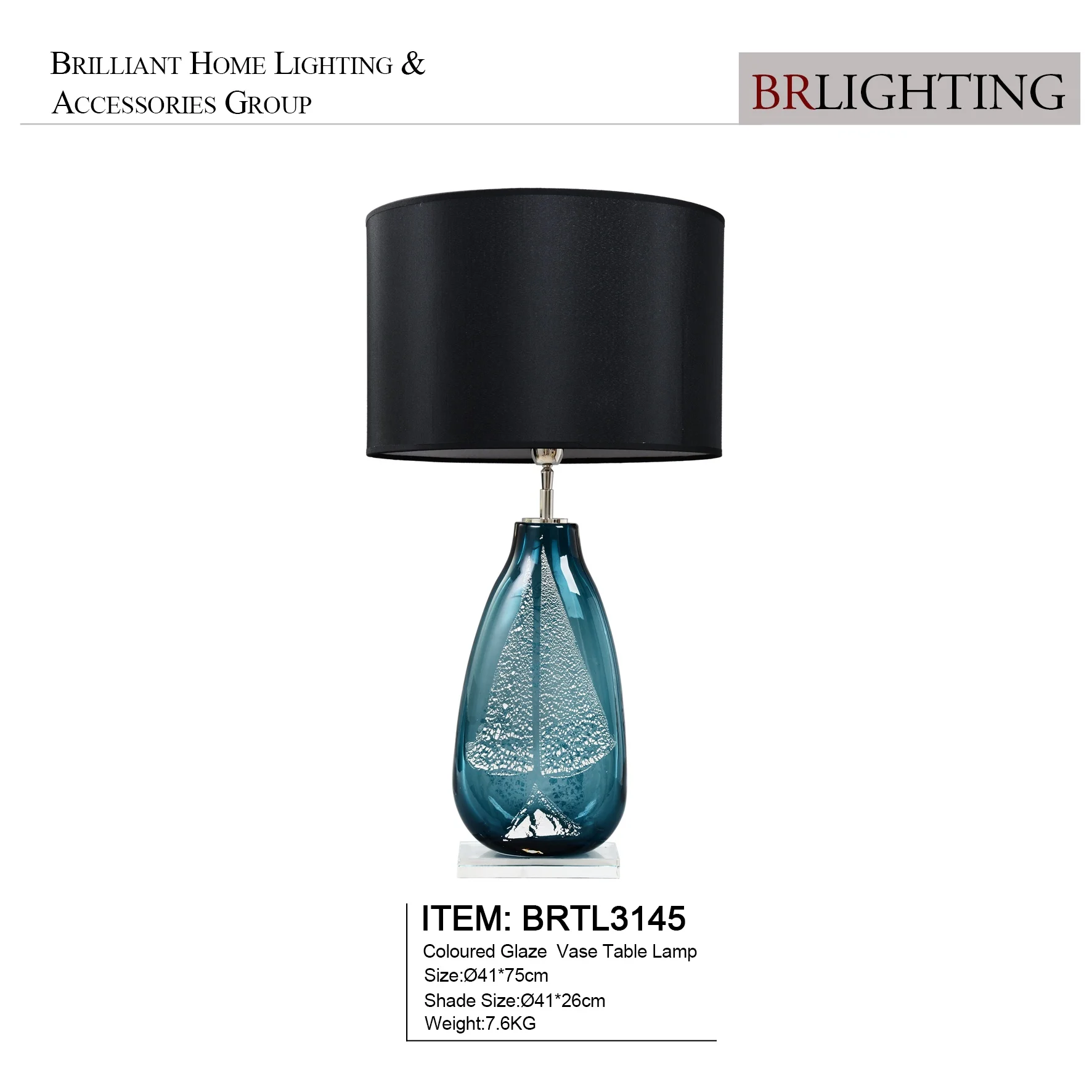 Best Selling Blue Finished Unique Design Color Glass Table Lamp For Villa And Home