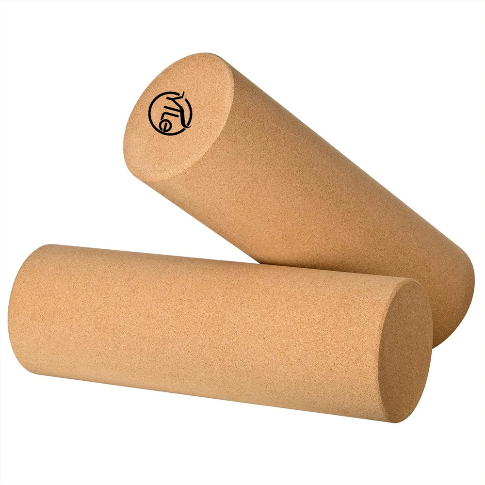 

Non toxic custom logo eco fitness yoga wooden roller cork wholesale