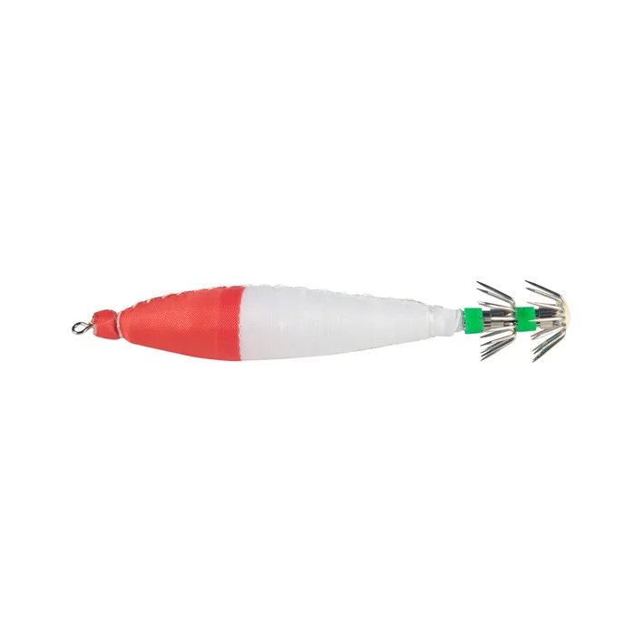 

4.0# Squid Jig fishing lures with plastic luminous body wrapped by cloth Wood shrimp