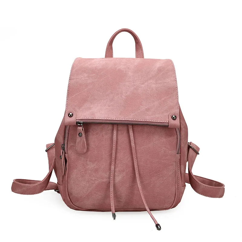 

SP466 fashion girls college school bag pu pure color frosted backpack, Multi color