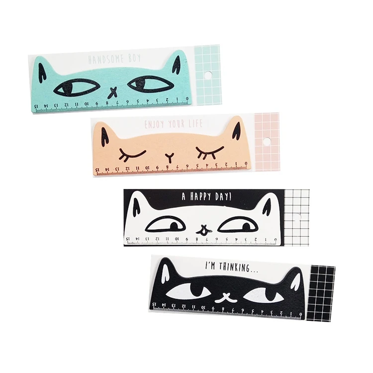 

15cm Cute Cat Wooden Ruler Learning Office Stationery Ruler Metric Rule Precision Double Sided Measuring Tool