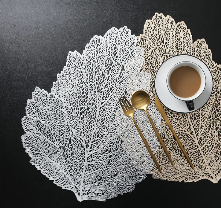 

luxurious silver leaf placemat for wedding table decorating, Gold / silver