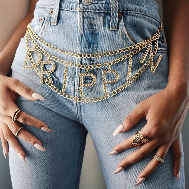 

Women Letter Crystal Belly Bodychain Chain Belt Women Waist Beads Ladies Rhinestone Waist Belly Chain For Party Jewelry Gifts