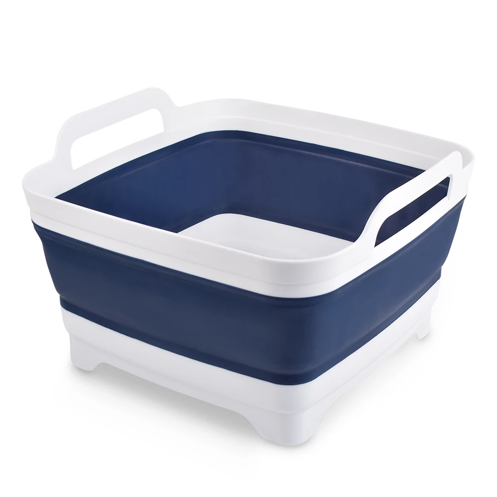 

Dish Basin Collapsible Sink Colander Fruits Vegetables Wash and Drain Sink Storage Basket Collapsible Dish Basin, Deep blue
