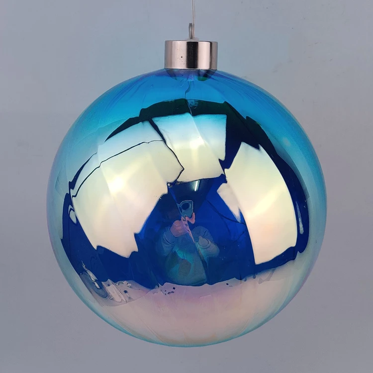 Battery Operated Illuminated Iridescent Hanging Glass Ball With Led
