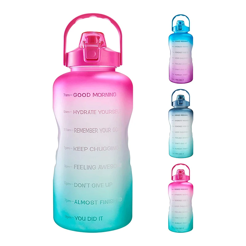 

1L Motivational Sport Custom Logo Color Straw Lid BPA Free Tritan Water Bottles with Time Marker, Customized color thermos bottle