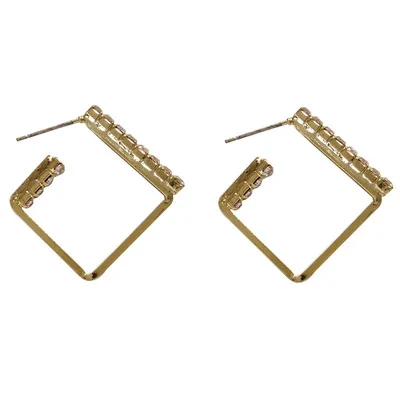 

Hot Selling Diamond Hollow Square Earrings Wild S925 Silver Needle Gold Plated Inlaid Rhinestone Square Earrings For Women, Pciture shows