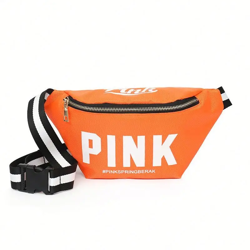 

Custom Logo Fashion Designer PINK Fitness Sport Waist Bag Unisex Waterproof Outdoor Travel Fanny Pack