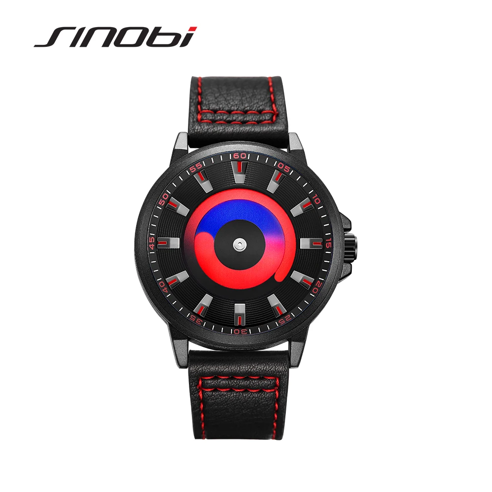 

SINOBI 2021 Novel Young Creative Watch Men's Creative Whirlpool Dial Original Design Watches Drop Shipping Watch S9820G