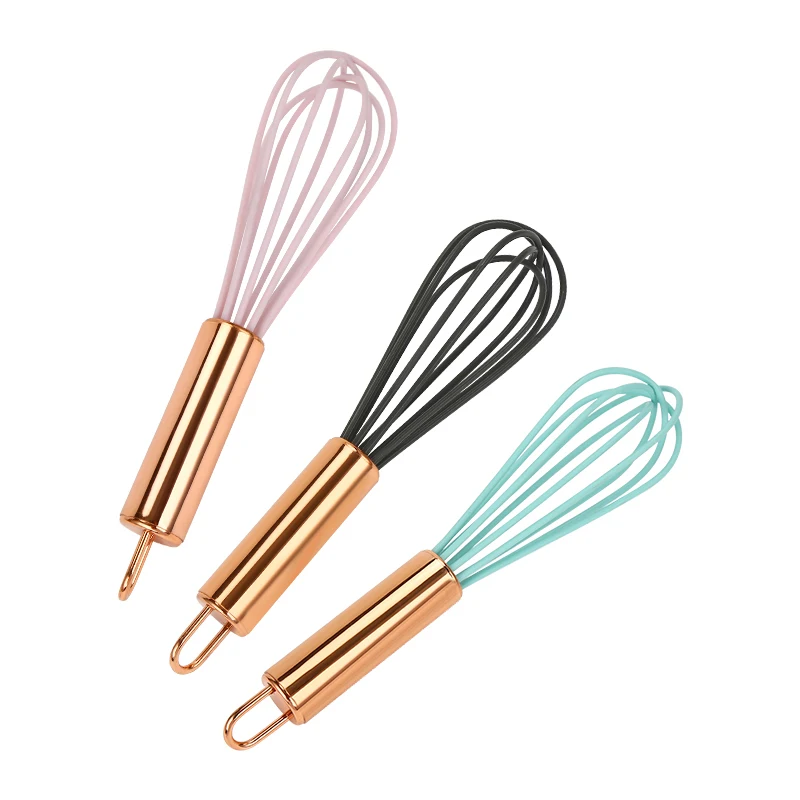 

Silicone Products in Home and Kitchen Copper Coated Rose Gold Mini Balloon Wire Whisk Pink Egg Milk Beater