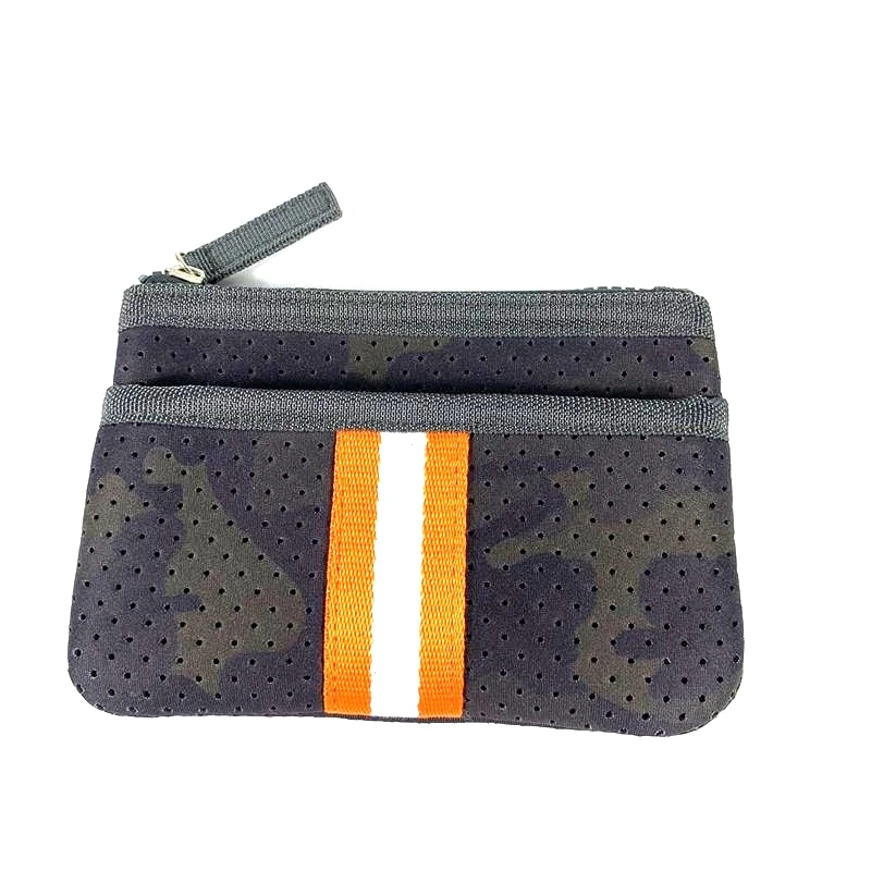 

2020 New Popular Ladies Green Camo Color Perforated Neoprene Purse Durable and Lightweight Neoprene Wallet