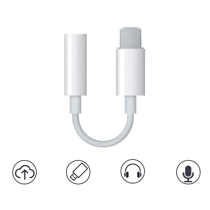 

OTG For Lightning to 3.5mm Headphone Jack Audio Cable Converter Adapter Aux For iPhone 7 8 Plus X XR Earphone Splitter IOS 12, White /other color moq 1k