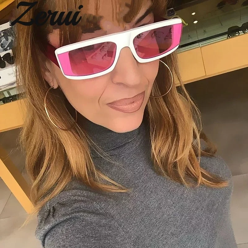 

2021 New Luxury Brand Sunglasses For Women Vintage Gradient White Pink Small Rectangle Sun Glasses Female Sexy Eyewear Men, Multi-colored